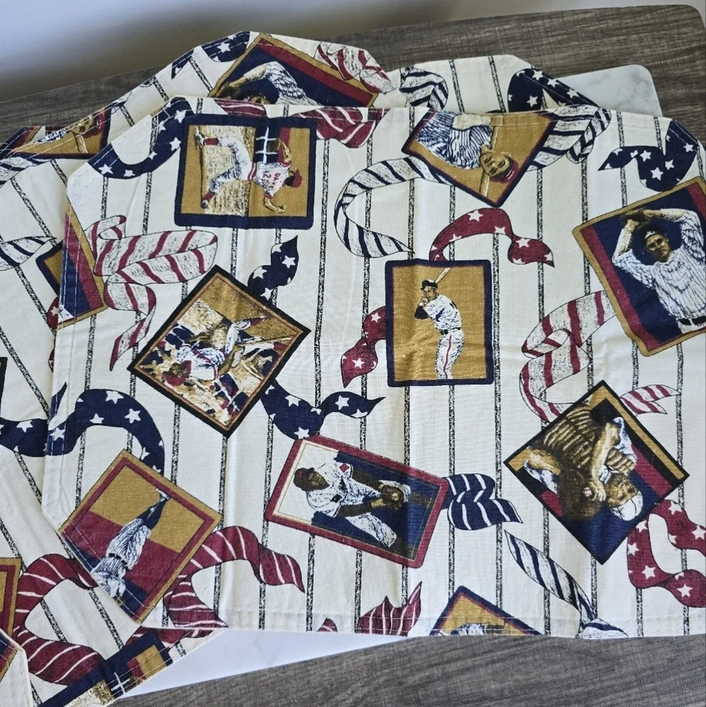 MLB Fabric Placemat & Napkin‎ 8 Piece 125th Anniversary Novelty Baseball Decor